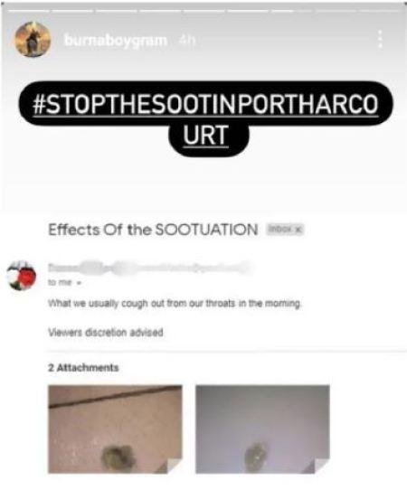 Nigerian Musician, Burna Boy Demands End To Soot Pollution In Rivers State Nigerian Musician, Burna Boy Demands End To Soot Pollution In Rivers State