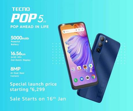 Tecno POP 5 LTE with 5000mah battery, MediaTek Helio A25 launched in India: Price, Specifications