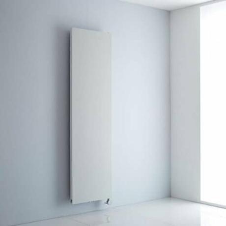 milano riso electric vertical radiator on a white wall