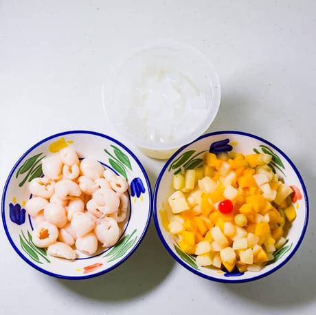 Fruit Cocktail and Lychees with Nata De Coco