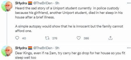 UNIPORT Student Allegedly Arrested After His Girlfriend Died In His House UNIPORT Student Allegedly Arrested After His Girlfriend Died In His House