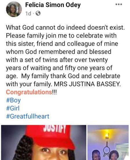 Wow! 51-Year-Old Nigerian Woman Gives Birth To Twins After Over 20 Years Of Waiting