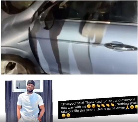 BBNaija Star Tuoyo Survives Car Accident In Lagos (Video) BBNaija Star Tuoyo Survives Car Accident In Lagos (Video)