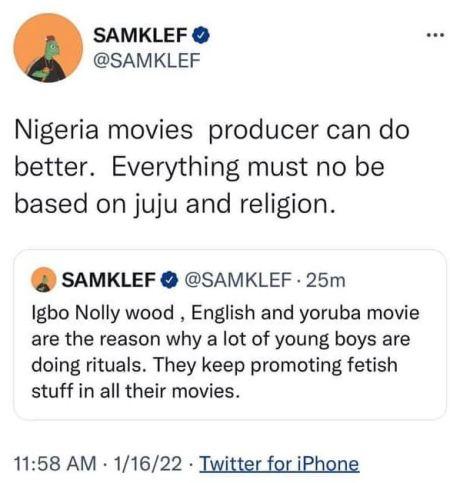 Nollywood Movies Are The Reason A Lot Of Young Boys Are Doing Ritual Nollywood Movies Are The Reason A Lot Of Young Boys Are Doing Ritual