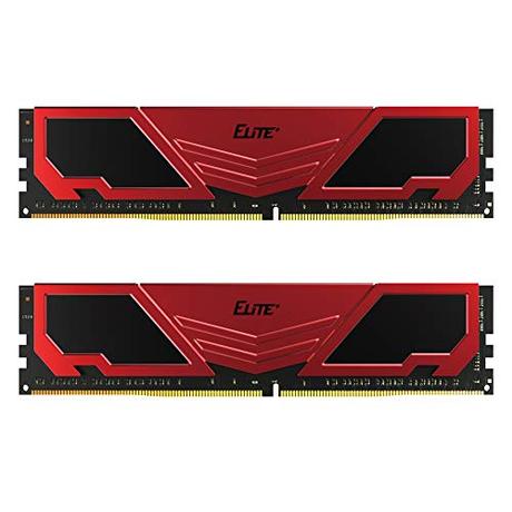 TEAMGROUP Elite Plus DDR4 16GB Kit (2 x 8GB) 2666MHz PC4-21300 CL19 Unbuffered Non-ECC 1.2V U-DIMM 288 Pin PC Computer Desktop Memory Module Ram Upgrade - Red & Black - TPRD416G2666HC19DC01