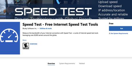 Network speed test by Microsoft