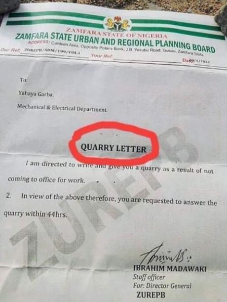 See The Letter Zamfara Agency Issued To Staff Over Absenteeism