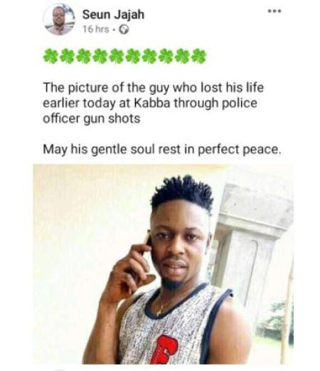 Trigger-happy Policeman Kills Young Man Over Sachet Water In Kogi (Photos/Videos)