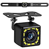 Car Backup Camera, Rear View Camera Ultra HD 12 LED Night Vision, Waterproof Reverse Camera 140° Wide View Angel with Multiple Mount Brackets for Universal Cars, SUV, Trucks, RV and More