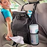 High Road Car Seat Storage Organizer with Compact Trash Bag and Car Tissue Holder