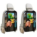 lebogner Backseat Organizer + iPad and Tablet Holder, 2 Pack X-Large Multifunctional 5 Pocket Storage Car Seat Back Organizer and Kick Mat Protectors, to Organize All Baby, Kids Travel Accessories