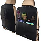 MyTravelAide Car Backseat Organizer Kick Mats (2 Pack) with Large Storage Pockets for Tablets - Perfect Travel Accessories for Kids