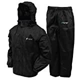 FROGG TOGGS Men's Standard Classic All-Sport Waterproof Breathable Rain Suit, Black Jacket/Black Pants, Small