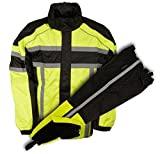 MEN'S RIDING MOTORCYCLE 100% NYLON RAIN SUIT GEAR BLACK/GREEN W/