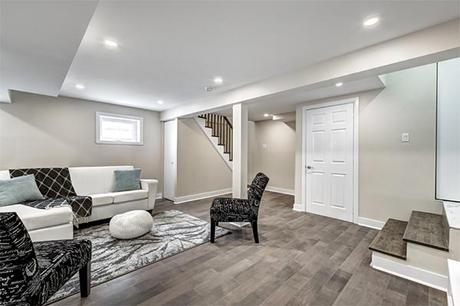 outdoor light filling basement renovation from high and small window with fresh materials built to last