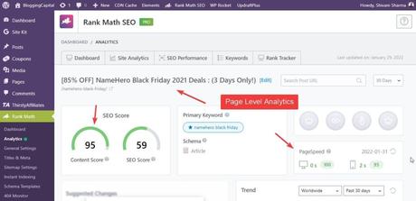 page level analytics rank math pro