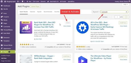 install and activate rankmath