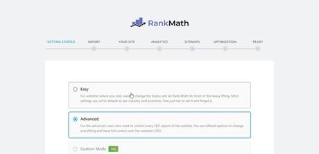 selet mode in rankmath setup wizard