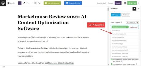 lsi keywords suggestion feature by rankmath