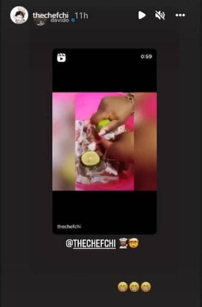 Chioma Blushes Hard As Davido Compliments Her Cooking Skills