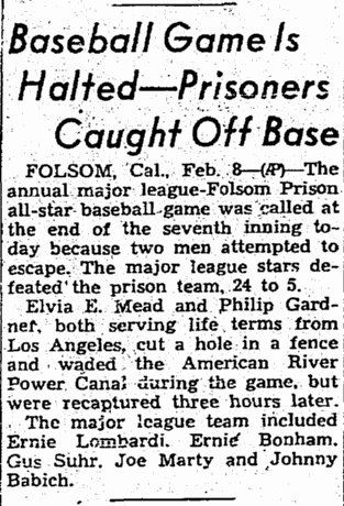 This day in baseball: Folsom jail break