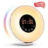 Sunrise Alarm Clock- Wake Up Light LED Clock with Sunrise Simulation and Sunset Fading Night Light-6 Natural Sounds/FM Radio/7 Colors Switch/10 Brightness Levels/Snooze Function for Heavy Sleepers