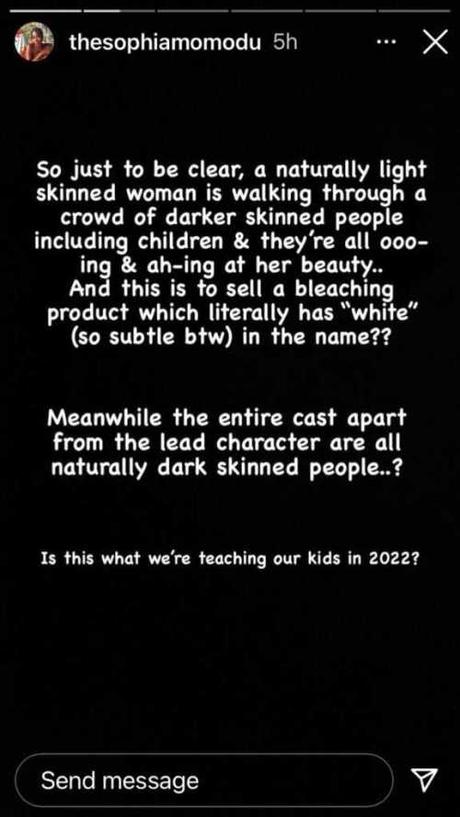 People Who Bleach Their Skin Are Most Confused – Davido’s Babymama, Sophia Momodu Attacks Maria’s Snow White Advert Encouraging Bleaching (Video)