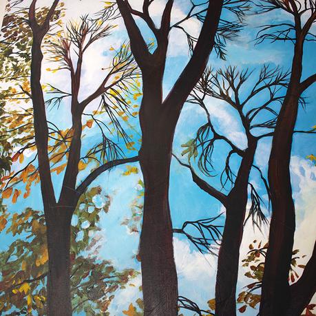 Brisk Day, Vivid Evening | Large-Scale Blue Trees Paintings