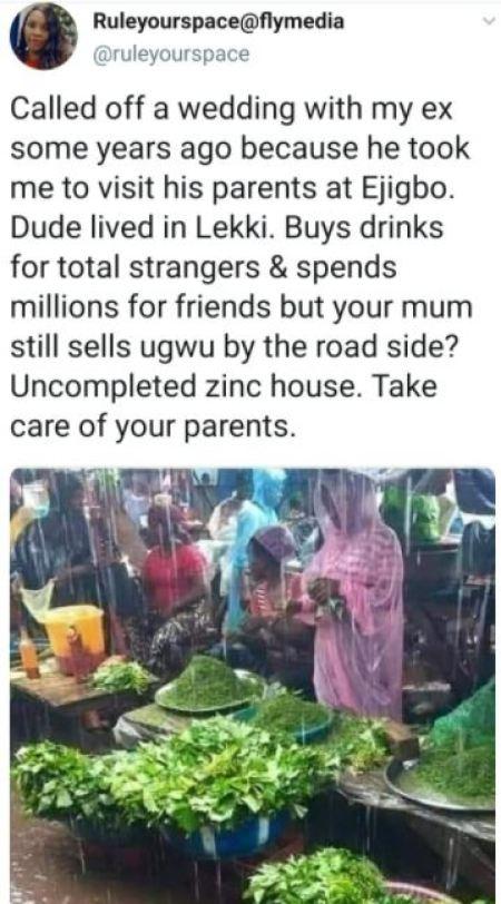 Woman Calls Off Her Wedding After Discovering Her Man’s Mother Sells Ugu In The Market
