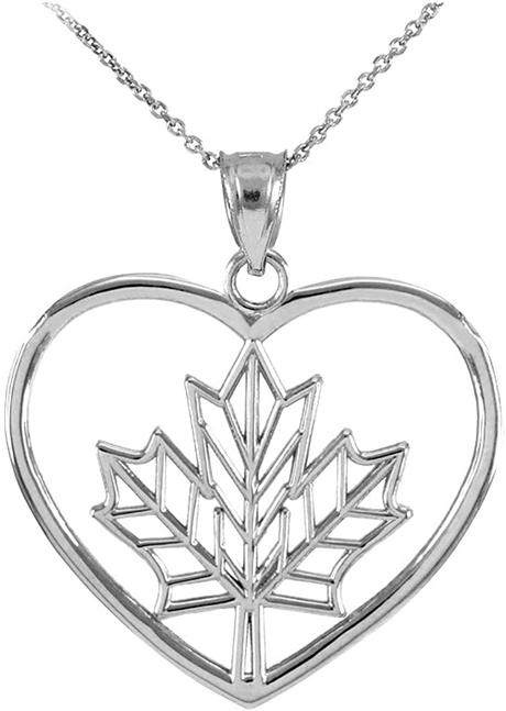 Buy 925 Sterling Silver Filigree Canadian Maple Leaf Charm Open Heart Pendant Necklace Online in Indonesia. B01ASBPIM0