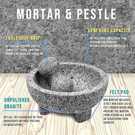 UMIEN Granite Mortar and Pestle Set – Best for Guacamole