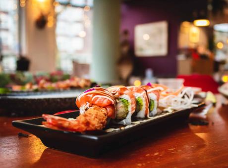 a plate of sushi