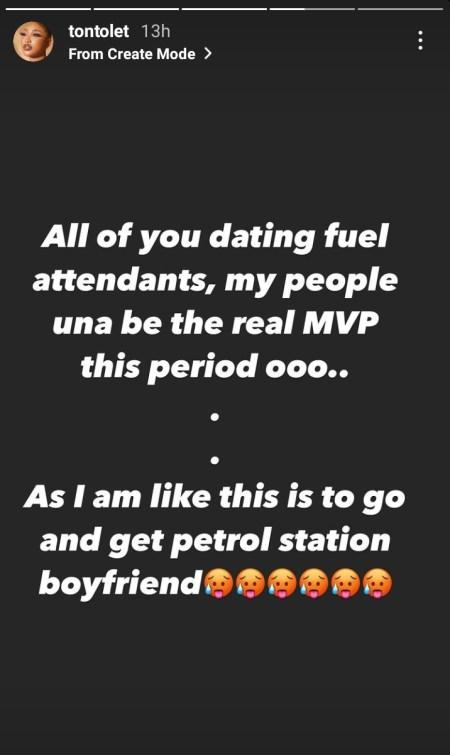 I Need A Petrol Station Boyfriend – Actress, Tonto Dikeh Cries Out Amid Fuel Scarcity