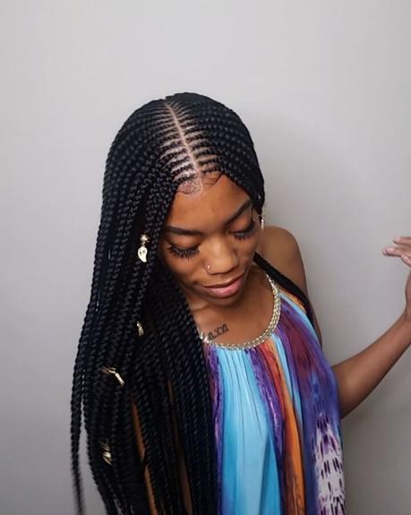 3 Layer Tribal Braids Middle Part
