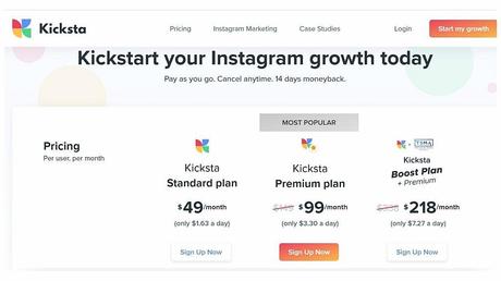 kicksta pricing for this Instagram AI growth tool