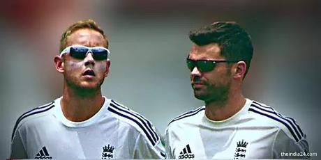 Images of James Anderson and Stuart Broad.