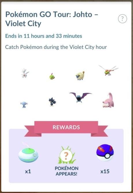 Pokemon GO Tour Johto Research (Images & Data) Pokemon Go Tour Johto Timed Research Violet City