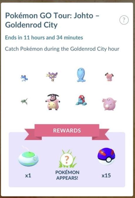 Pokemon GO Tour Johto Research (Images & Data) Pokemon Go Tour Johto Timed Research Goldenrod City