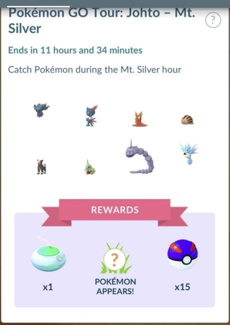 Pokemon GO Tour Johto Research (Images & Data) Pokemon Go Tour Johto Timed Research Mt Silver