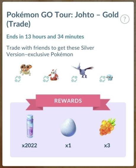 Pokemon GO Tour Johto Research (Images & Data) Pokemon Go Tour Johto Timed Research Trade