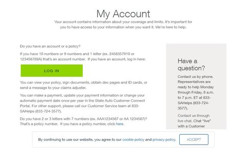 state auto insurance login