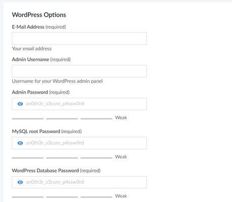 default wordpress settings