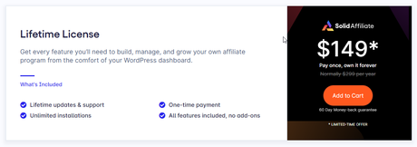 SolidAffiiate Lifetime pricing