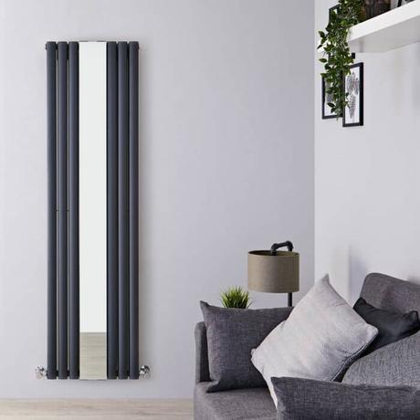 Mirrored Milano Aruba Designer Radiator in a lounge area