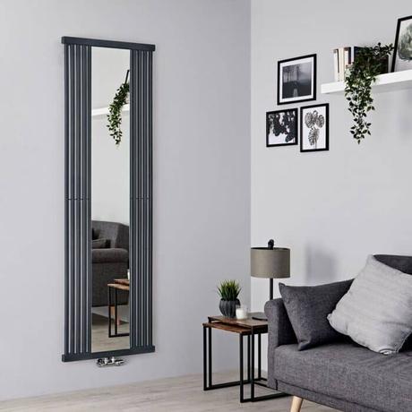 Terma Stone - Vertical Mirror Radiator in a lounge area