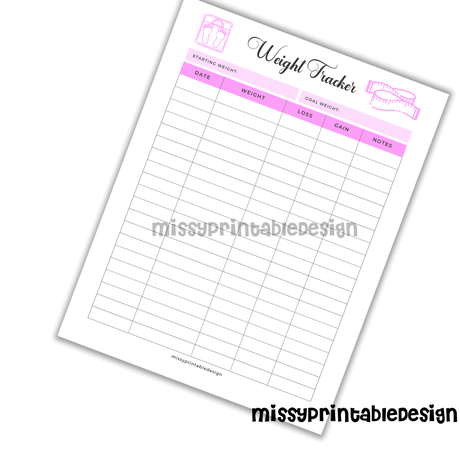 printable weight loss tracker