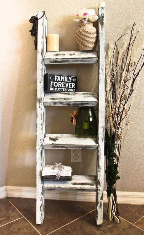 rustic wooden ladder decor