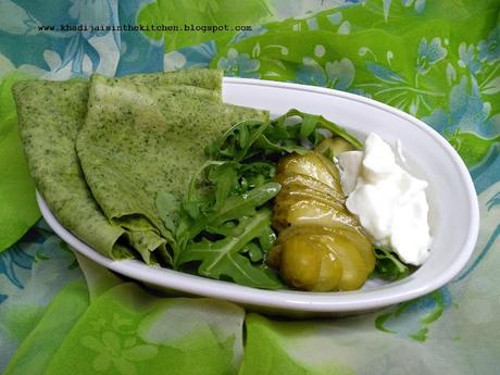 CRÊPES VERTES À LA ROQUETTE / GREEN CREPES WITH ARUGULA / CREPES VERDES CON RÚCULA / كريب اخضر بالجرجير