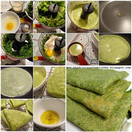 CRÊPES VERTES À LA ROQUETTE / GREEN CREPES WITH ARUGULA / CREPES VERDES CON RÚCULA / كريب اخضر بالجرجير