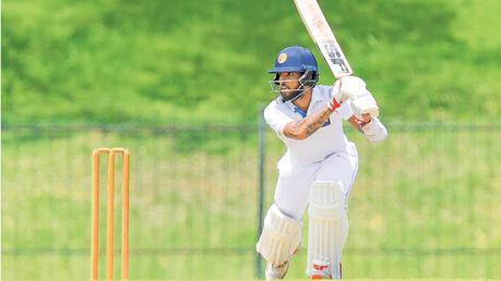 Kusal Mendis, who scored an unbeaten 83, plays a shot in their semi-final against Jaffna.  (Pic courtesy SLC)